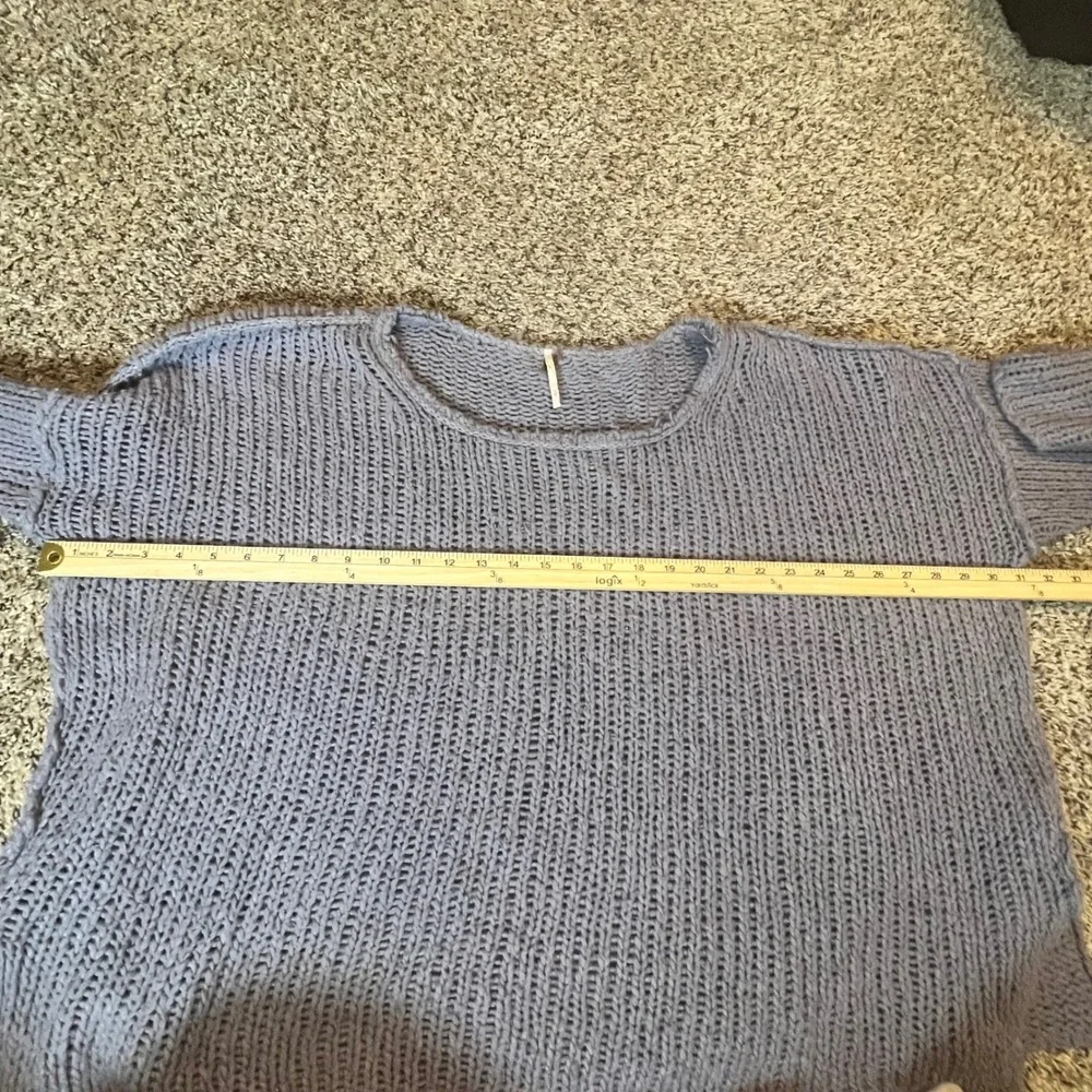 Free People Lavender Purple Chunky Open Knit Wool Angora‎ Blend Sweater Size M/L